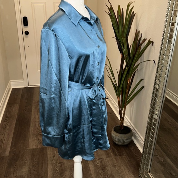 L'Academie Marta Shirt Dress in Dusty Blue - Picture 10 of 10